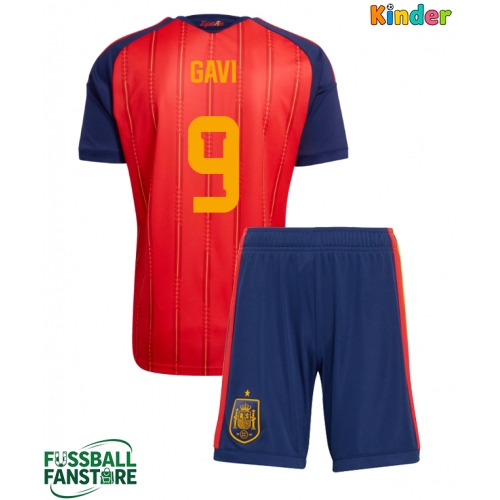 Spanien Paez Gavi #9 Replik Heimtrikot Kinder WM 2026 Kurzarm (+ Kurze Hosen)